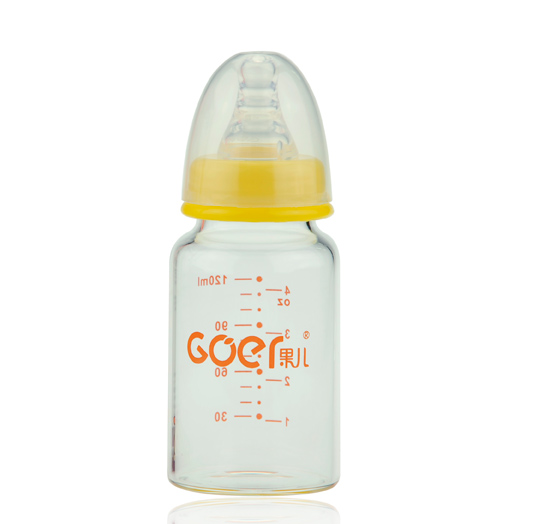 果兒120ML標口晶鉆玻璃奶瓶黃色