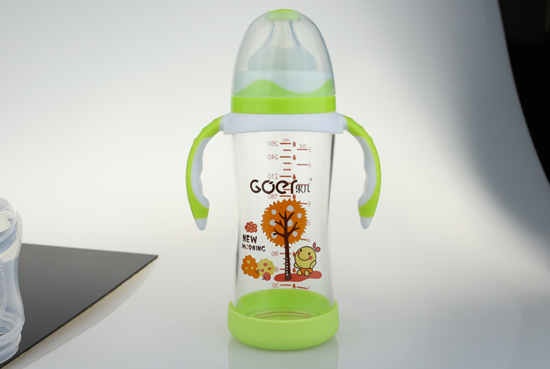 果兒260ML寬口晶鉆防摔玻璃奶瓶綠色