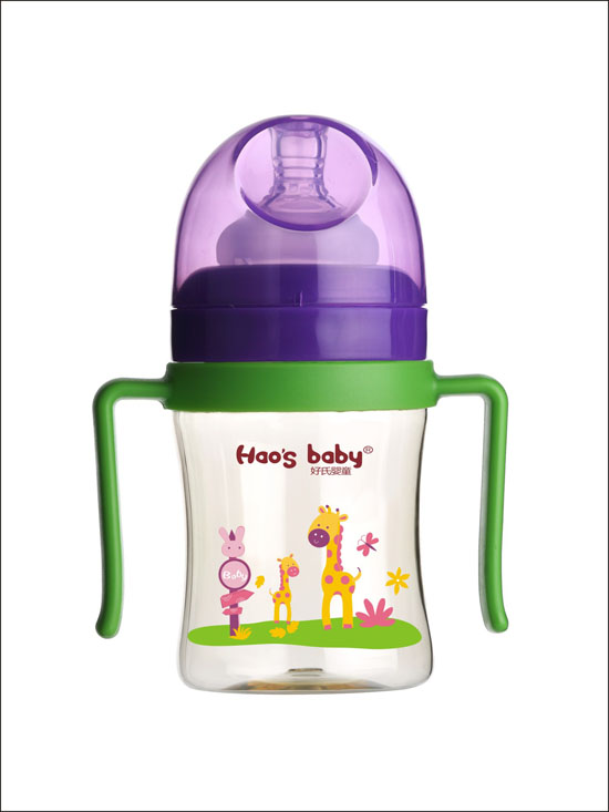 好氏嬰童長頸鹿印花綠色雙柄奶瓶(小)