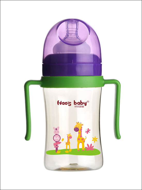 好氏嬰童長頸鹿印花綠色雙柄奶瓶(中)