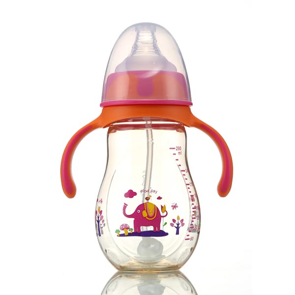 優(yōu)嘻噯PPSU有柄仿生自動奶瓶280ml紅色