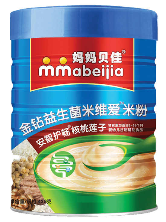 媽媽貝佳核桃蓮子428克益生菌米粉聽裝