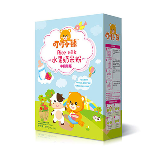 叮叮小熊水果奶米粉盒裝-牛奶草莓