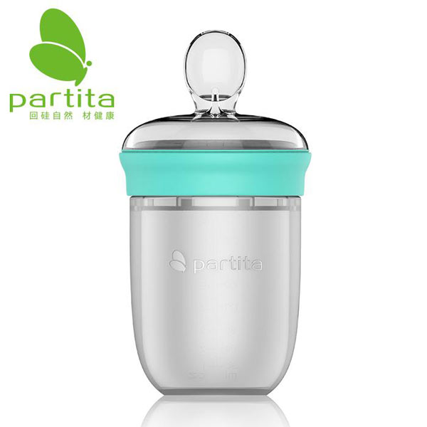 partita硅膠勺頭奶瓶青色