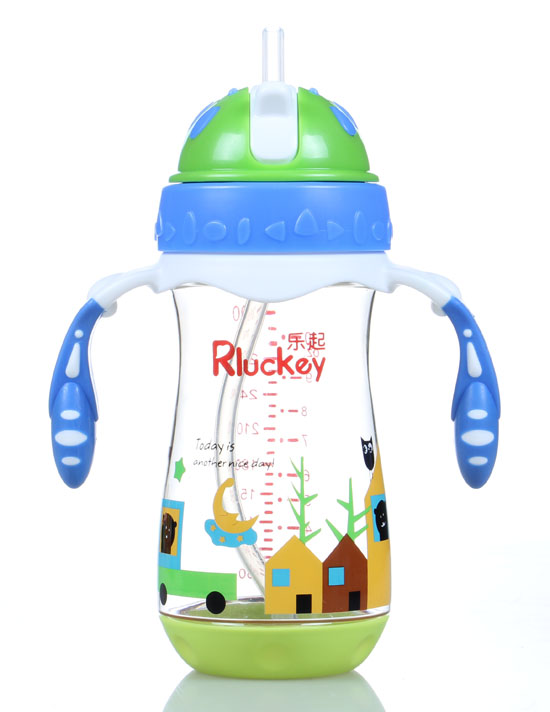 樂(lè)起PP歪嘴帶吸管水壺300ml藍(lán)色