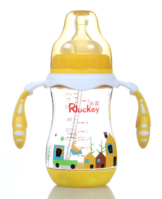 樂(lè)起弧形有耳PPSU奶瓶黃色