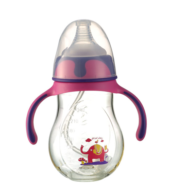 優(yōu)嘻噯黃金PA自動奶瓶240ml紫紅色