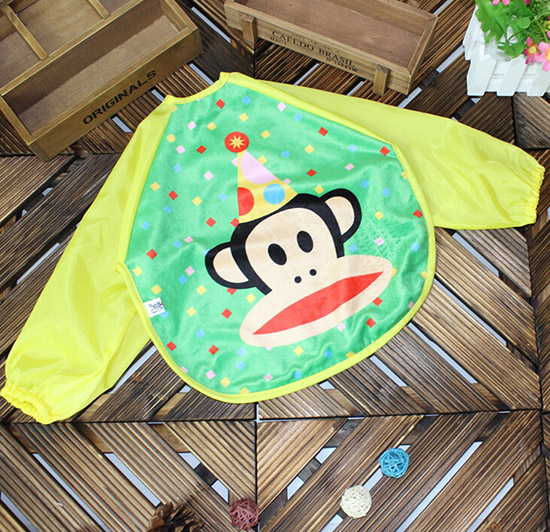 寶寶罩衣食飯衣畫畫衣圍兜綠大嘴猴