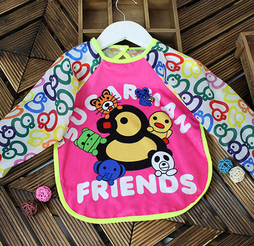 寶寶罩衣食飯衣畫(huà)畫(huà)衣圍兜小鴨子紅