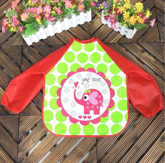 嬰兒EVA免洗吃飯衣圍兜圍嘴長(zhǎng)袖紅