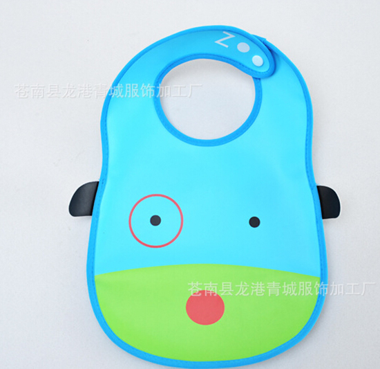 嬰兒童防水PVC軟塑料立體圍嘴藍(lán)