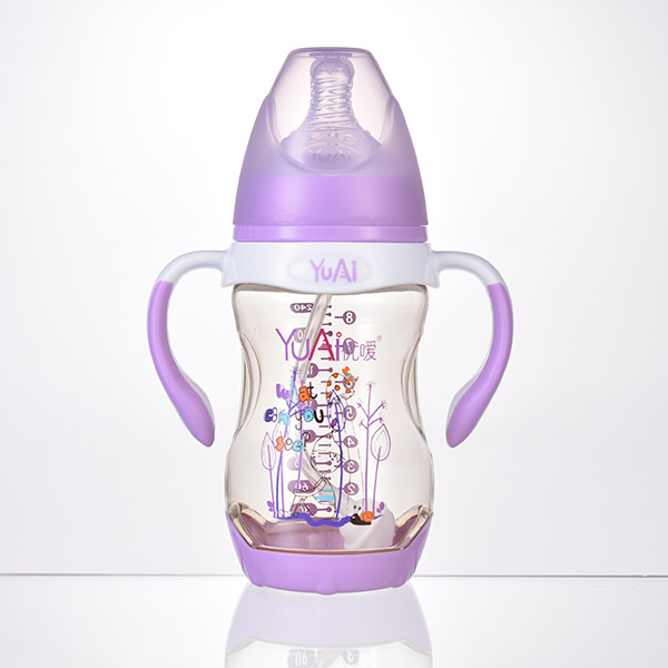 優(yōu)噯8寬口弧線型手柄自動PPSU奶瓶(240ml)(保護底座)