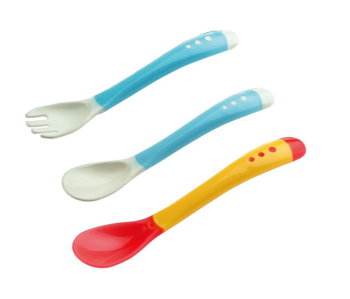 娃娃愛(ài)PP感溫硅膠勺叉組