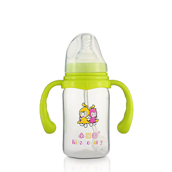 小孩國(guó)標(biāo)口奶瓶直身PP奶瓶120ML青色