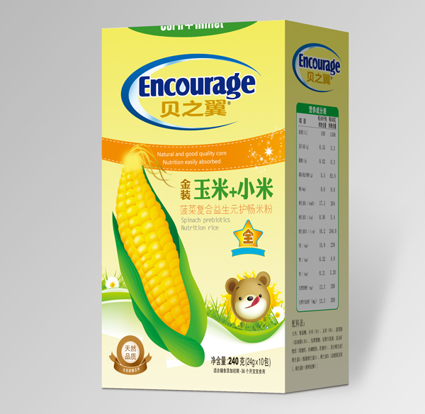 貝之翼玉米+小米菠菜復(fù)合益生元護(hù)暢米粉