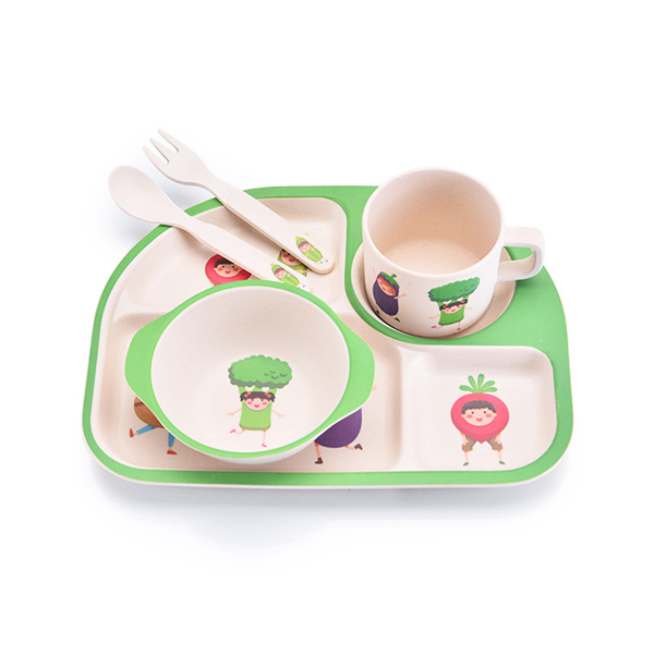 邦貝小象兒童餐盤(pán)方盤(pán)-蔬菜娃娃
