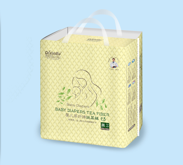 海洋寶貝嬰兒茶纖維紙尿褲M(mǎn)碼72片-大包