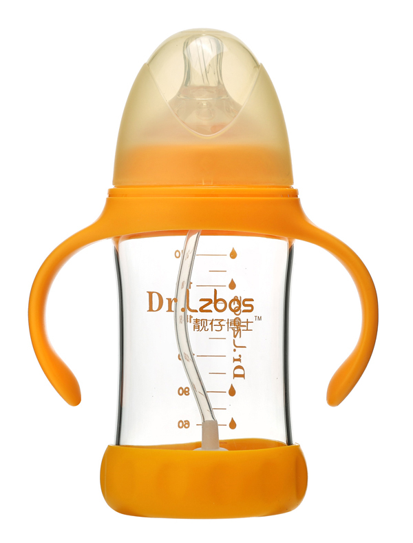 靚仔博士一口吸防脹氣玻璃奶瓶 橙色