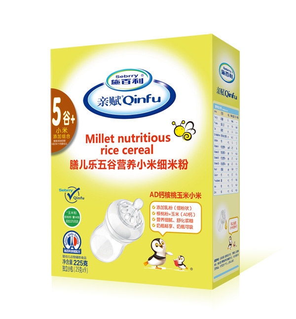 施百利親賦膳兒樂五谷營(yíng)養(yǎng)小米細(xì)米粉-AD鈣核桃玉米小米盒裝
