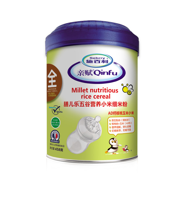 施百利親賦膳兒樂五谷營(yíng)養(yǎng)小米細(xì)米粉-AD鈣核桃玉米小米罐裝