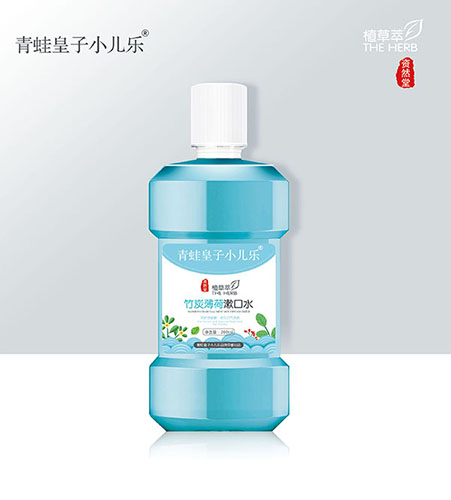 青蛙皇子小兒樂資然堂植草萃竹炭薄荷漱口水260ml