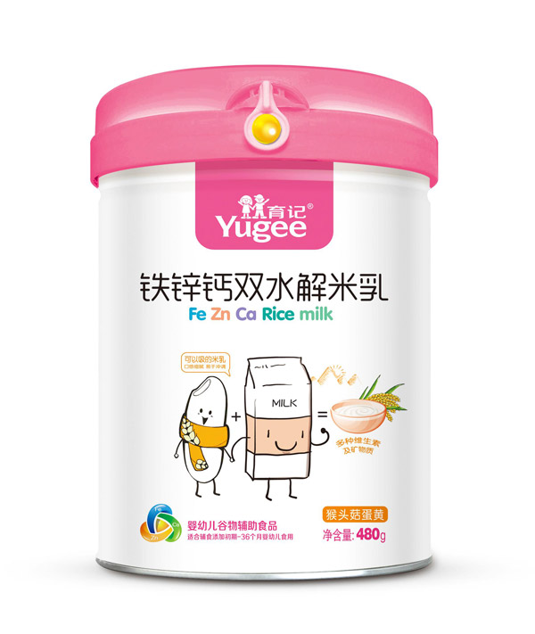 育記鐵鋅鈣雙水解米乳-猴頭菇蛋黃480克桶裝