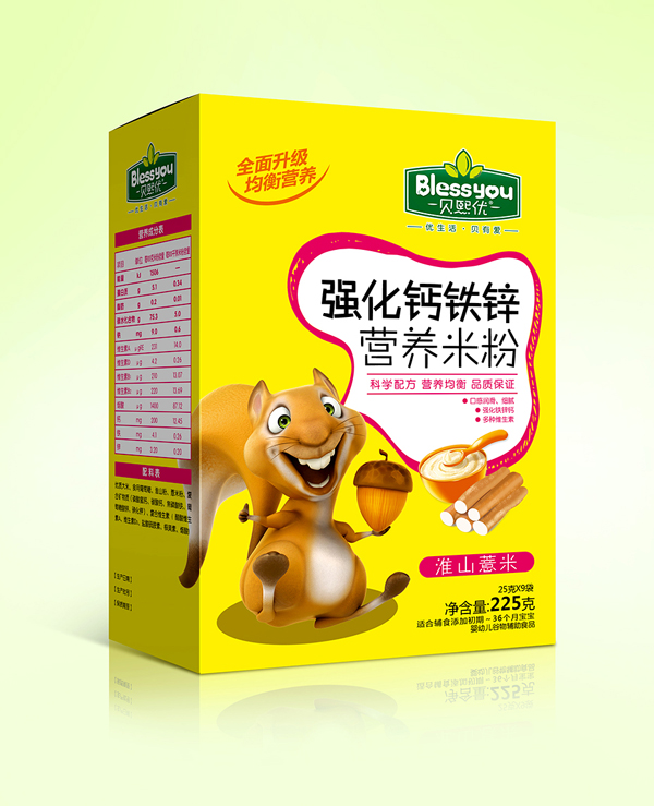 貝熙優(yōu)強(qiáng)化鐵鋅鈣營(yíng)養(yǎng)米粉 盒裝225克(淮山薏米)