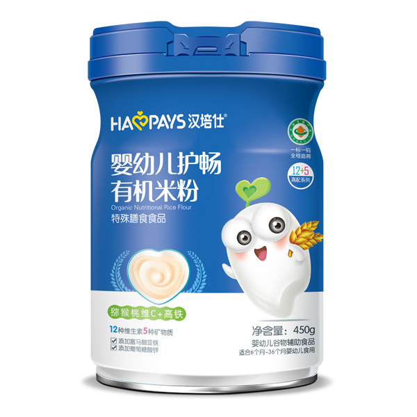 漢培仕嬰幼兒護(hù)暢有機米粉-獼猴桃維C+高鐵罐裝