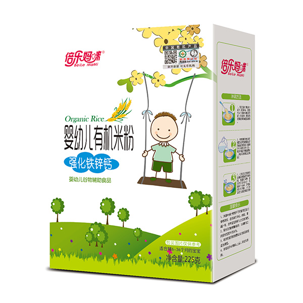 倍樂媽咪嬰幼兒有機(jī)米粉-強(qiáng)化鐵鋅鈣盒裝