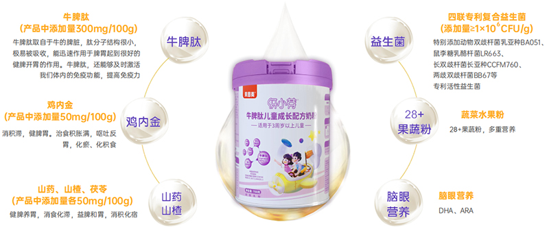 貝因美伢小芽牛脾肽兒童成長(zhǎng)配方奶粉01