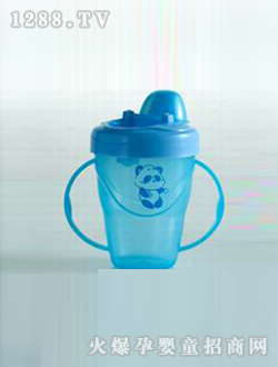 熊貓圖案藍色學(xué)飲杯