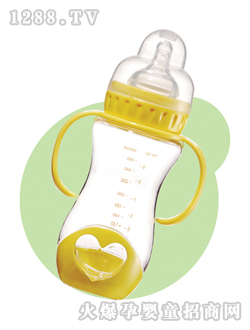 哺寶愛(ài)心寬口徑握把大奶瓶