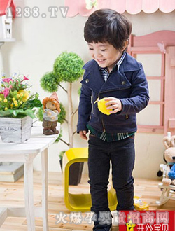 開心寶貝深藍色牛仔裝