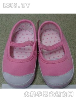 麗嬰房粉色帶點底寶寶鞋