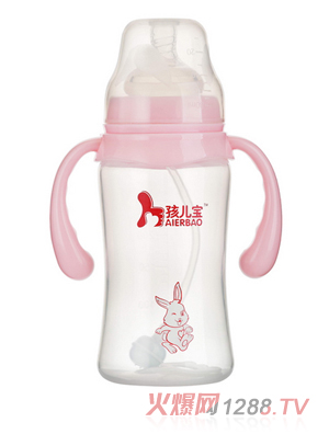 孩兒寶粉色寬口圓弧自動PP奶瓶300ml
