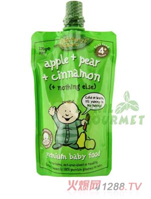 葉子嬰兒果泥（蘋果、梨和肉桂）