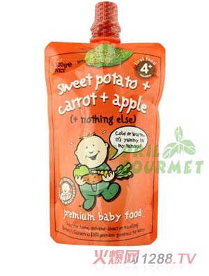 葉子嬰兒果泥（紅薯、胡蘿卜和蘋果）