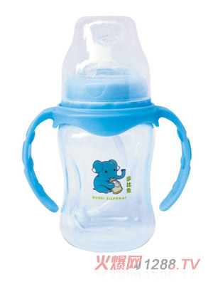 多比象帶手柄自動嬰兒奶瓶藍(lán)色