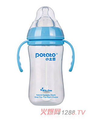 小土豆PP寬口雙柄自動大奶瓶300ml