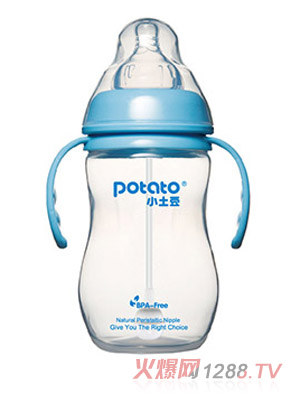 小土豆PP寬口雙柄自動大奶瓶300ml