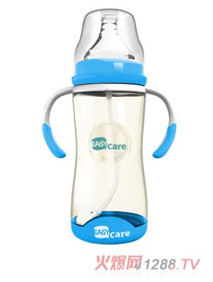 伊斯卡爾260mlPPSU自動(dòng)寬口徑感溫奶瓶（藍(lán)）