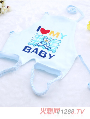 金色小魚(yú)素色雙面布可愛(ài)熊連腳肚兜