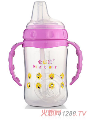 小孩國貼心兩用學飲奶瓶240ML紫色