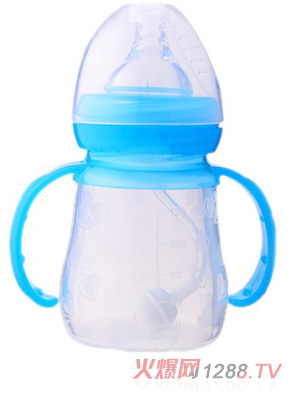 陽光兔150ML寬口硅膠奶瓶藍色