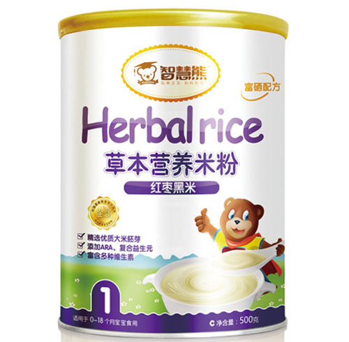 智慧熊紅棗黑米草本營(yíng)養(yǎng)米粉1段聽裝