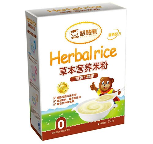 智慧熊胡蘿卜蔬菜草本營(yíng)養(yǎng)米粉0段盒裝