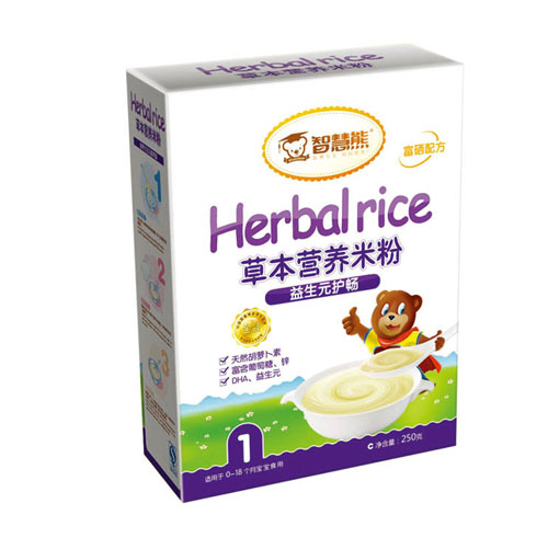 智慧熊益生元護(hù)暢草本營(yíng)養(yǎng)米粉1段盒裝